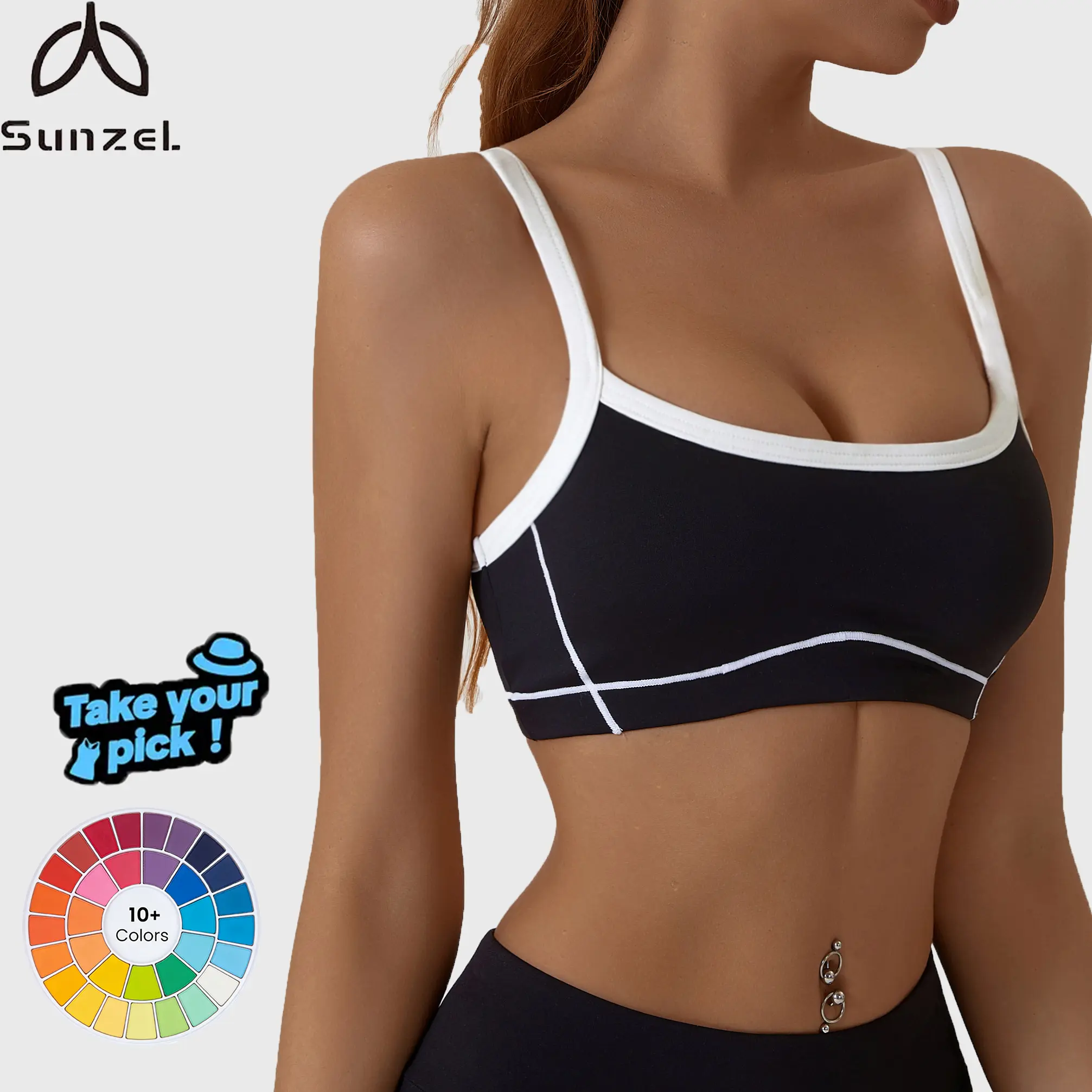 Sunzel Women's Buttery Soft Wireless Compression Push Up Sports Bras - Antichafe, Body-Fitting, Fit, Hooks-Free, Removable Padded Strappy Bralettes for Summer Workouts, Antichafe Sports Bras, Body-Fitting Sports Bras,summerwins