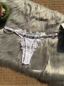 One diamond-embellished thong/panty Lingerie, an ideal gift for family and friends, suitable for Valentine's Day and carnivals (one size fits all, adjustable to fit weights from 40-80 kg, the English diamond embellishment text is not customizable).