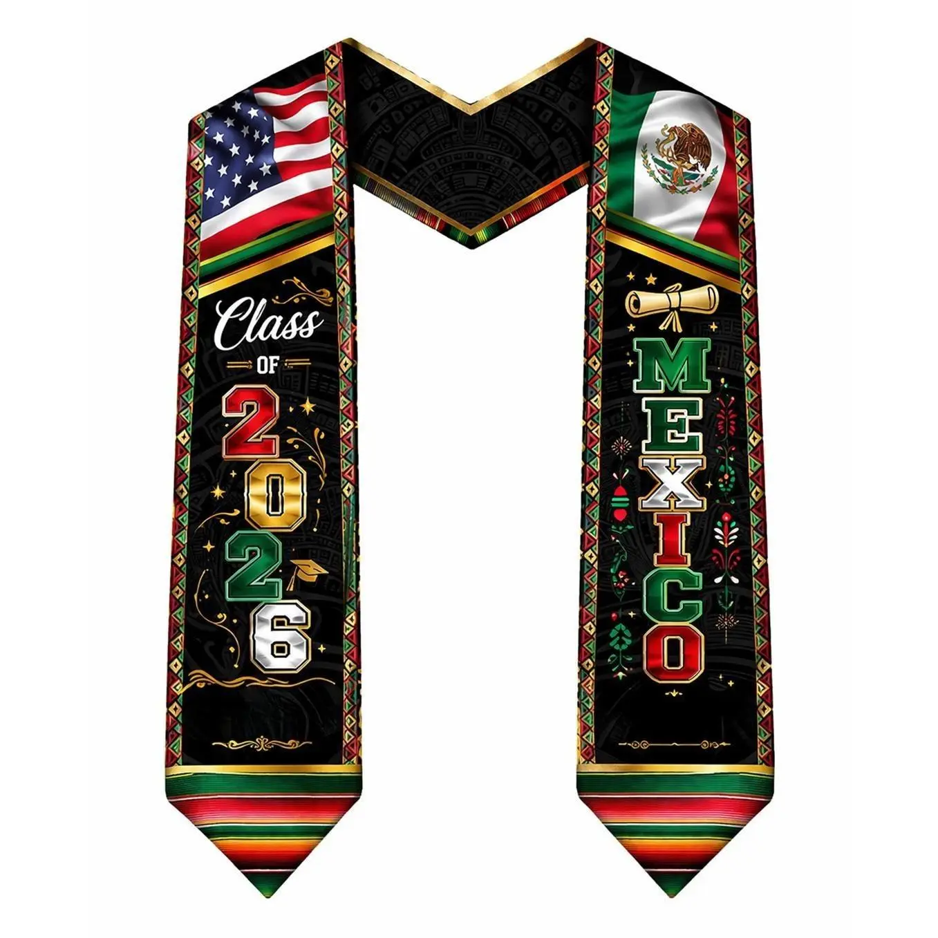EastJia Made in USA 2026 Graduation Sash,WHIMCHOIT, Custom Flag Pattern All-Over Print, Cultural Diversity Styling, Durable Washable Polyester, Unisex Ceremony Accessory, Ideal Gift & Photo Prop summerwins