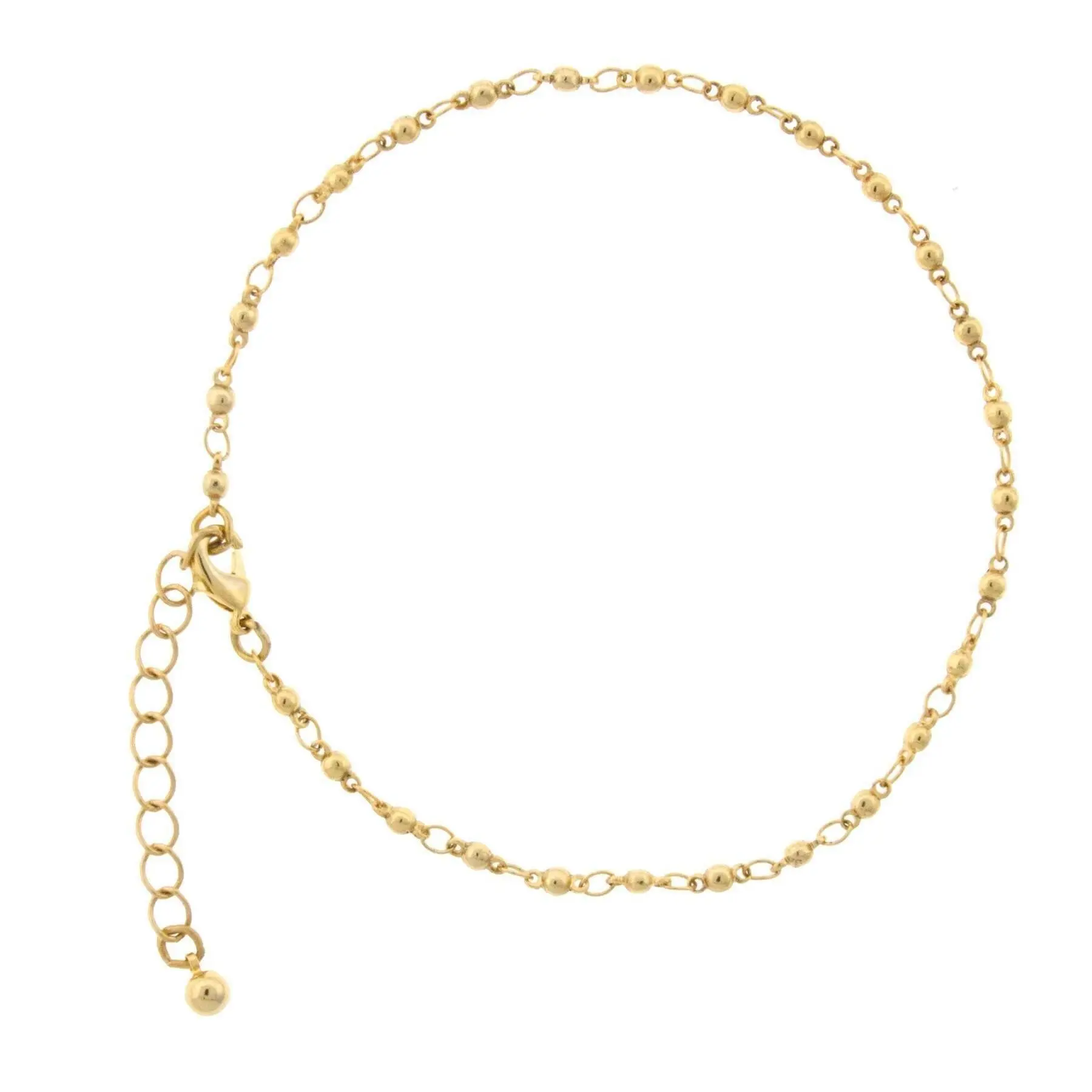 1928 Jewelry Gold Ball And Link Chain Anklet 9" + 1.5" Extension