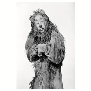 1 Wooden Frame <The Wizard of Oz> (1939) Lyle's The Cowardly Lion Poster Fabric Wall Art. Great Decoration for Bedroom and Living Room, Exquisite Gift for Movie Fans, 2D Graphic Design, Perfectly Adorns Living Space