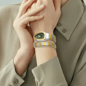 Classic Snake Shape Watch for Women   Scaleable Bracelet Womens Watches Bling  Fashionable and unique snake-shaped wrap bracelet watch