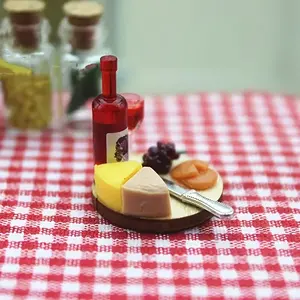 Dollhouse Decoration Accessories, Mini Cake & Wine Glass Set, Perfect for Dollhouse Decor, Check Size Before Purchase