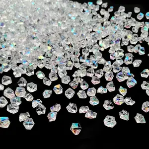 Iridescent Vase Filler, 1400 count 6 * 9 mm  Ice Cubes   Plastic   Table Centerpiece