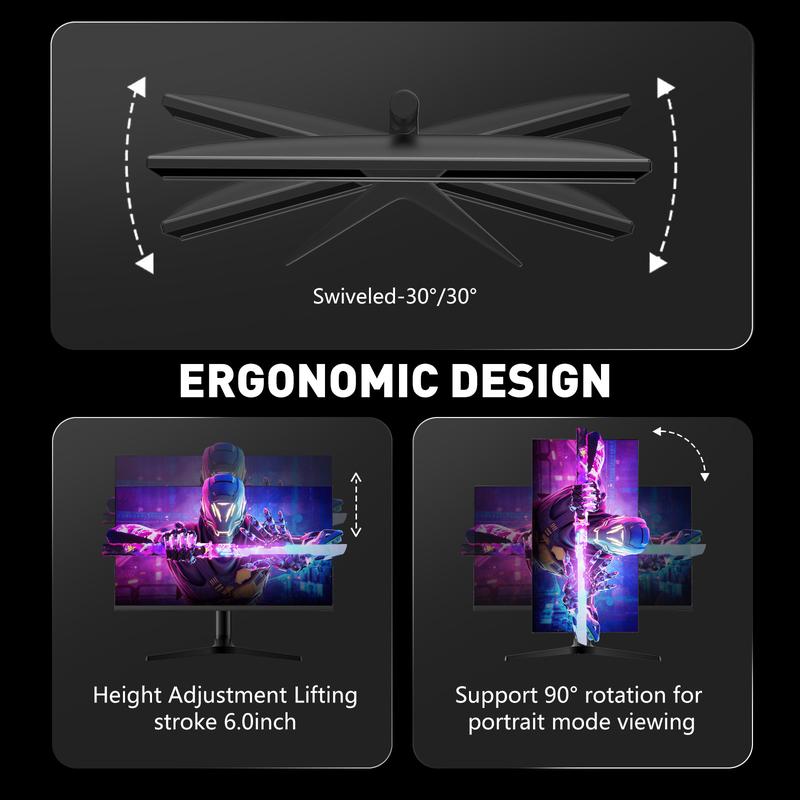 REHISK 25" Gaming Monitor, 240Hz, FHD 1080P, 1ms, VA Panel, HDR10, 92% sRGB, Frameless Design, HDMI2.0 & DP1.2, VESA Mountable
