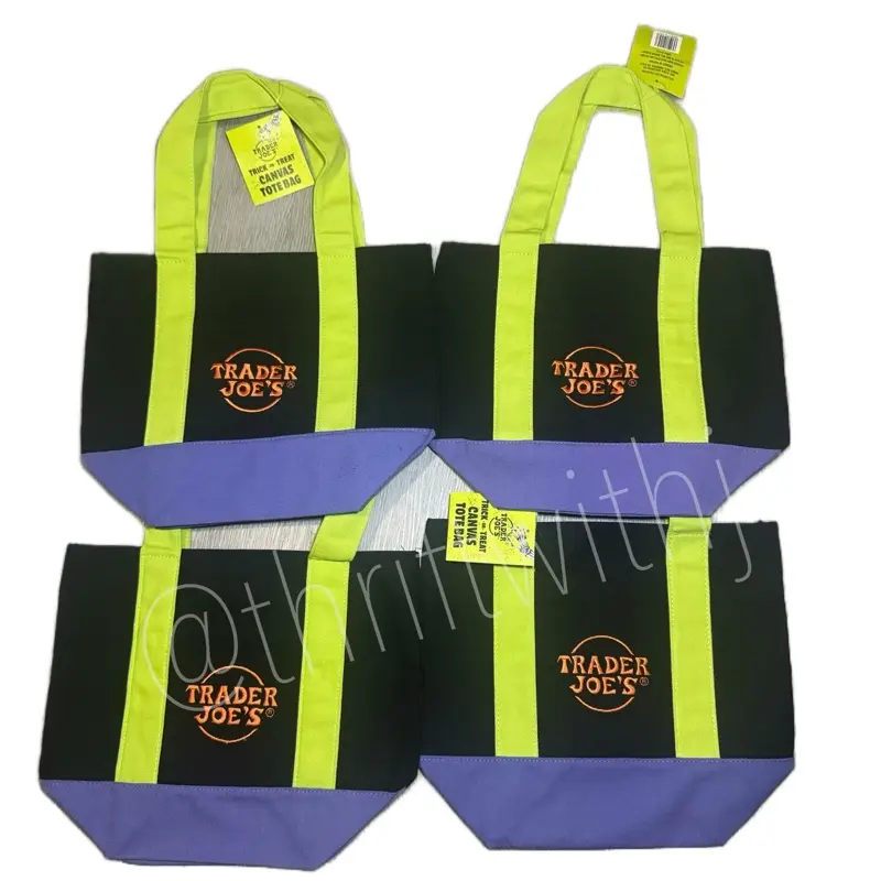 NWT Trader Joe's Mini Halloween Canvas Tote Bag Set Of 4