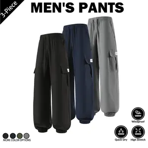 3-Pack Men's Cargo Jogger Pants, Windproof Quick-Dry High Elasticity, Suitable for Daily Commuting and Sports