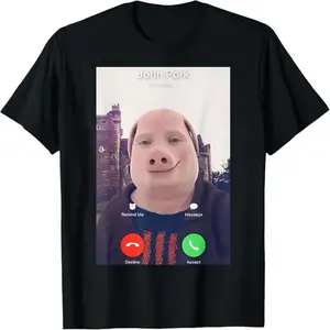 John Pork Is Calling T-Shirt casual crew neck cotton t-shirt Birthday Fashion funny tshirt