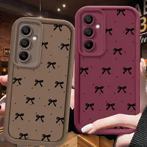 Compatible with Samsung Galaxy S26 Phone Case: Fashionable and Minimalist Black Bow Design, Sky-eye Staircase Anti-shock Lens Protector. Suitable for Samsung Galaxy A54, A53, A52s, A36, A07, A16 4G/5G, A12, A13, A17, A56, A26, A25, A35, A05 4G, A05S, A15,