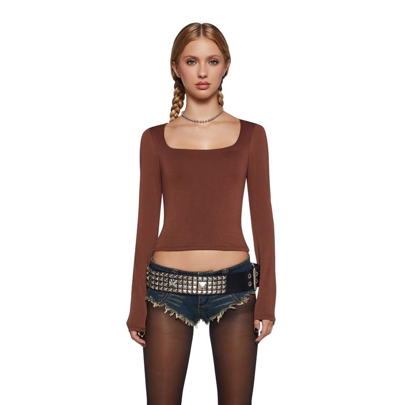 Singled Out Long Sleeve Tee - Brown