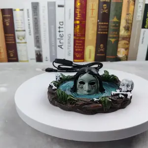 Creative Skull Micro Landscape Ornament, Halloween Desktop Decor, USB Powered Ashtray, Vintage Skull Decoration, Unique Craft Gift