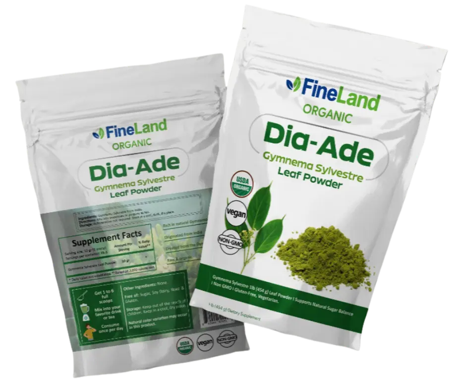 FineLand DIA – ADE GYMNEMA SYLVESTRE Leaf Powder, Natural Sugar Balance, Gluten Free, Vegeterian, 454 g. / 45 Servings