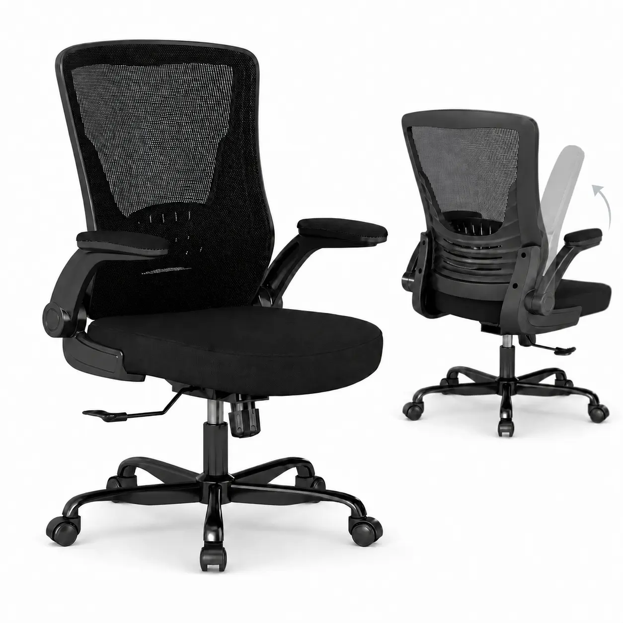 Vomena Ergonomic Mesh Office Chair, Comfy Desk Chairwith Flip-Up Armrests, Ergonomic Office Chair
