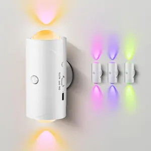 USB Rechargeable LED Night Light with Move Sensor, RGB Gradient Ambient Light, Dimmable Indoor Light, Magnetic Step Lamp for Entryway, Bedside, Desk, Closet, RGB Ambient Lighting, Dimmable Wall Lamp, Scene Atmosphere Lights