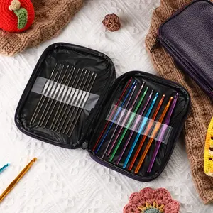 22 Pcs Metal Crochet Hook Set, Colorful Aluminum Crochet Hooks with Purple Pouch, Complete Size Range 0.6mm – 6.5mm, Ergonomic Soft Grip Handles, Knitting Needles Kit for Beginners, DIY Amigurumi, Scarf, Hat, Blanket Making, Mother's Day Gift for Mom