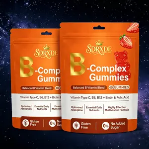 SDRXDE B multivitamin gummies - premium formula sugar free, gluten free, two pack value pack of 120 gummies containing biotin, folic acid, and vitamin B12, suitable for skin and nails. Strawberry flavored ladies