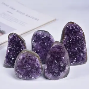 Natural crystal Uruguayan amethyst cluster home decoration piece, polished raw stone craft