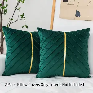 Velvet Throw Pillow Covers, Pack of 2 Soft Gold Decorative Cushion Covers for Couch Sofa Living Room Home Decoration, 18x18 inch, Home Textile