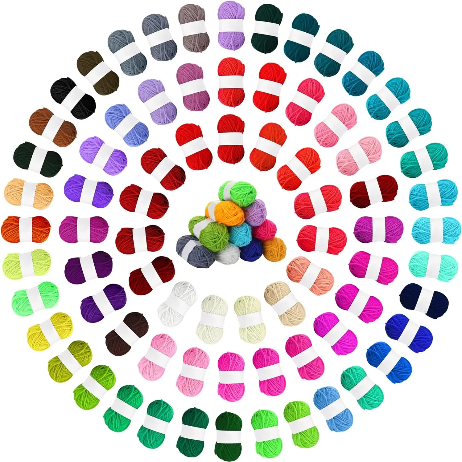 100 Rolls Acrylic Yarn for Knitting Bulk 4374 Yard Knitting Acrylic Yarn Mini Soft Crochet Yarns Multicolor Yarn Skeins for Knitting Handcraft and Crochet Projecting Adults Beginner Kit