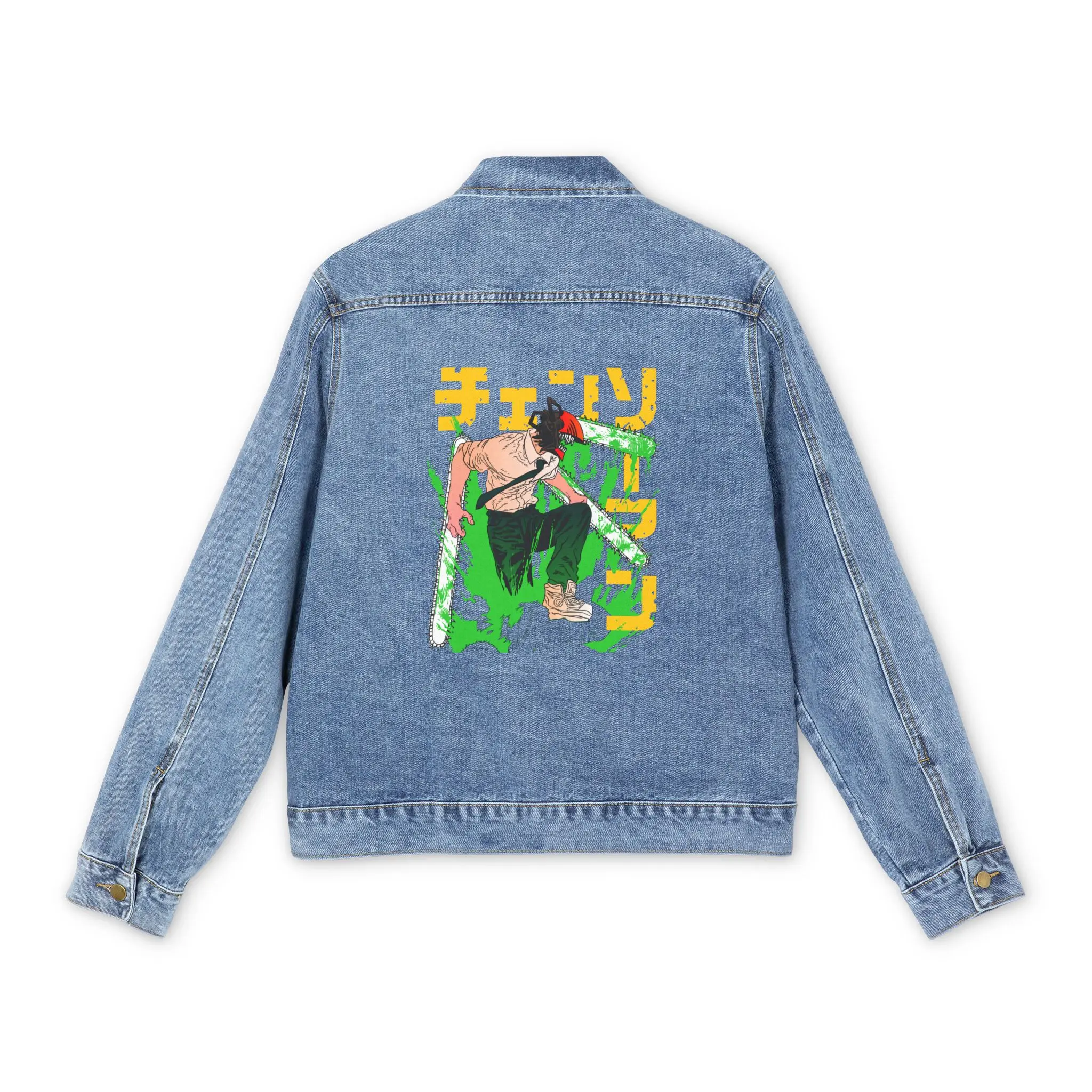 Anime Denim Jacket for Men, Japanese Cartoon Graphic, Otaku Streetwear, Manga Fashion Coat, Anime Lover Gift, DBZ, JJK, Naruto, JuJitsu Kaisen, Itadori, yuji, Satoru, Gojo, sasuke, DMS, demonslayer, Asian Style Outerwear,