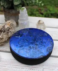 Jewelry Box, Keepsake Box, Round Hand Painted Box Acrylic Hand painted 5" x 5"