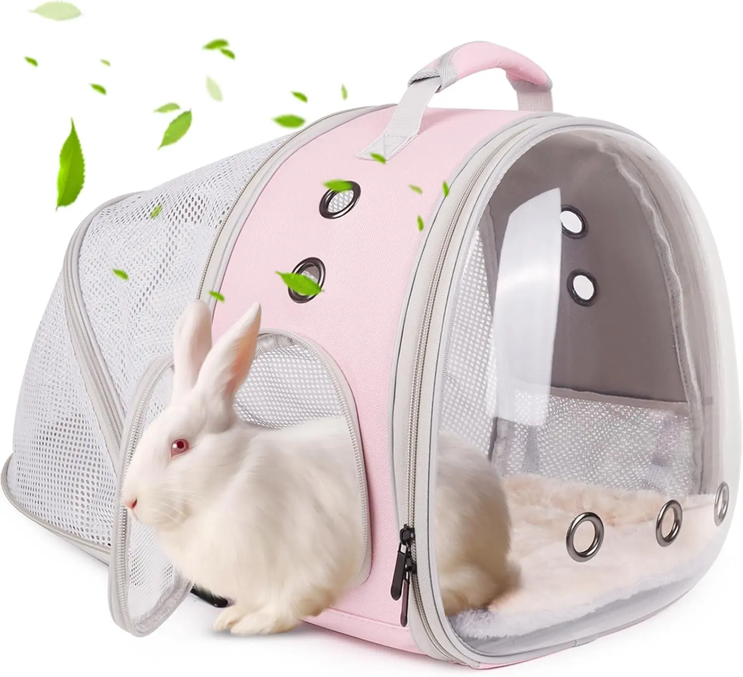 Back Extension Small Animal Backpack - Breathable Mesh Pet Carrier with Polycarbonate Frame & Pocket, Portable Travel Bag for Bunny & More Small Pets (Guinea Pig, Bearded Dragon, Kitten)