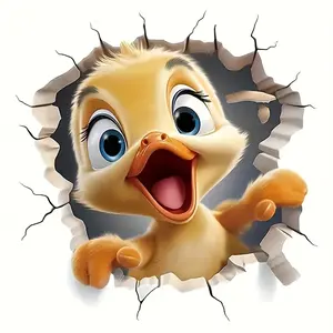 Cute Duckling Peek Vinyl decal, 7.87-inch cartoon-style decal, durable vinyl for car laptops, bottles, cell phones, etc., easy to stick to glass cermet surfaces