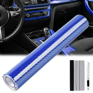 FONESO Car Body Sticker with Cutter and Hand Tool Kit, 60 x 8 inch Car 7D Matte Carbon Fibre Vinyl Film Wrap Protector Sticker, 5FT Self-Adhesive Air Bubble Free Easy to Install, Universal For All Cars SUVs Sedan Coupe Truck Pickup Bike Motorcycle