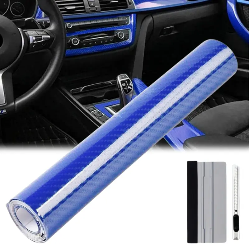 FONESO Car Body Sticker with Cutter and Hand Tool Kit, 60 x 8 inch Car 7D Matte Carbon Fibre Vinyl Film Wrap Protector Sticker, 5FT Self-Adhesive Air Bubble Free Easy to Install, Universal For All Cars SUVs Sedan Coupe Truck Pickup Bike Motorcycle