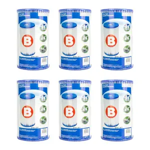 Intex 29005E Pool Easy Set Type B Replacement Filter Pump Cartridge, (6 Pack)