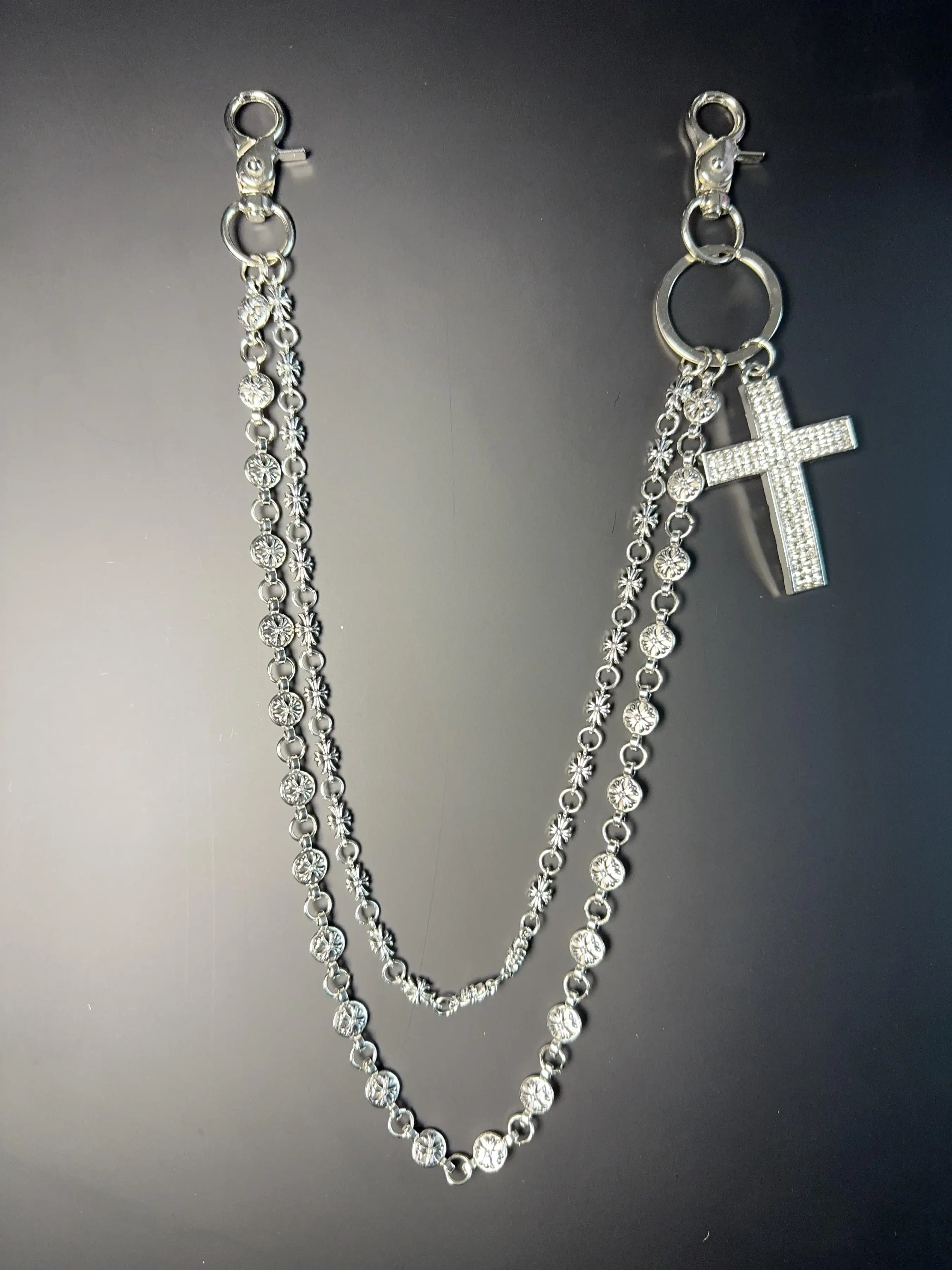 Men's Hip-Hop Punk Jeans Chain, Vintage Wallet Chain, Dual-Layered Pants Chain, Denim Pocket Chain, Multifunctional Keychain, Gothic Cross Keychain, Stylish Keychain, Key Accessories, Keychain Accessory