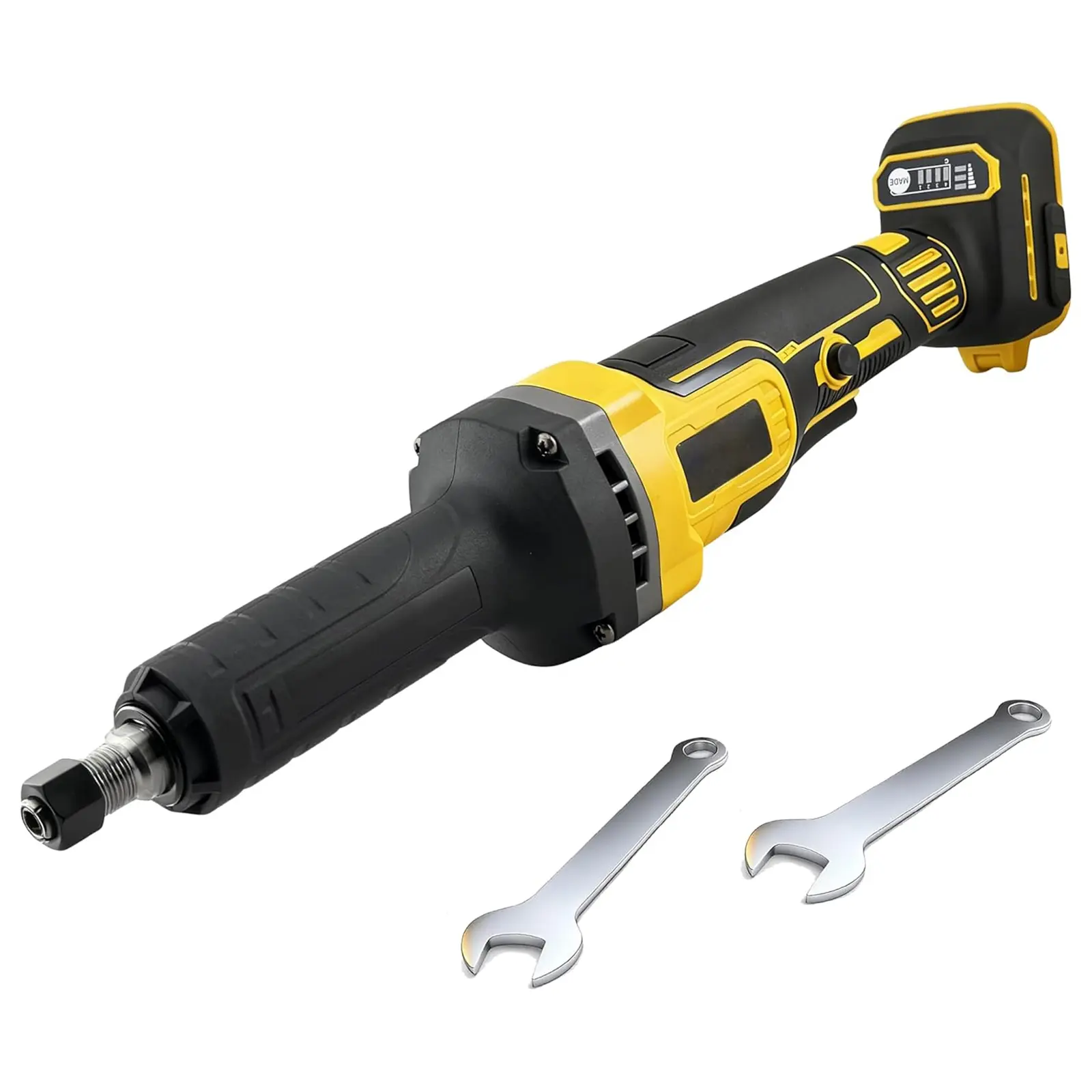 QUEP 20V Cordless Power Angle Grinder (No Battery), Dewalt 20V Max Lithium-Ion Compatible, 1/4" Standard Precision Chuck, 2 Collets, 25000 RPM Lightweight Brushless Motor, High-Strength Tungsten Steel Build, Low Noise, Efficient for Rust Removal, Grinding