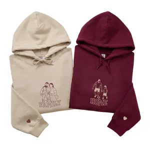 Custom Embroidered Family Outline Portrait Sweatshirt from Photo - Gift for Mother Day Father Day Birthday, Anniversary