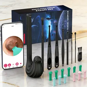 Visible Ear Cleaning Tool Set, Modern Industrial Style, Replaceable Earplugs, Gentle Clean Tools for Sensitive Ears, Type-C Charging