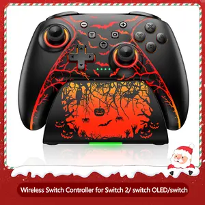 Switch 2 Controller for Nintendo Switch 2/Switch/OLED/Lite Controllers, Wireless Switch Controller with Charging Dock, RGB Switch Pro Controller with Hall Effect, Programmable, Turbo and Vibration (Pumpkin Glow)