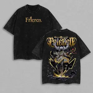valentine shirts "Frieren: Beyond Journey's End" Elf Anime Clothing Double Printed Vintage Unisex Oversize Manga Merch  Heavyweight Cotton Frieren Fan Anime Fan Anime Clothing