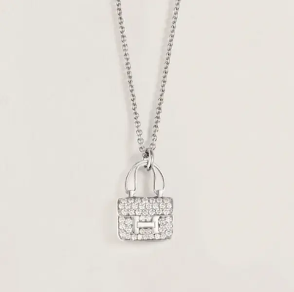 Pre-owned Hermes Amulettes Constance pendant，white gold，full set