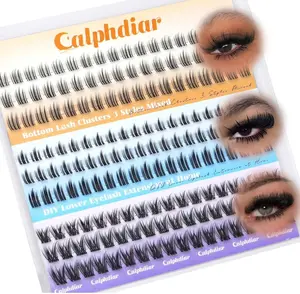 calphdiar Bottom Lash Clusters Lower Lashes Extensions 3 Styles Bottom Eyelash Clusters 6-8mm Bottom Lashes Individual Clear Band Natural Cluster Eyelashes Salon-Effect Bottom Lash cluster (162pcs)