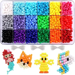 2600pcs Pony Beads Kit - 18 Color Rainbow Plastic Beads Multicolor with Elastic String - DIY Crafts Jewelry Making Kit for Bracelets, Necklaces & Key Chain