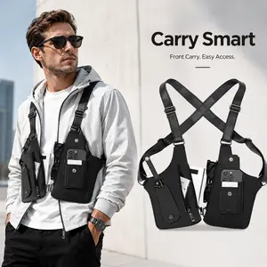 Double Shoulder Armpit Bag, Man Woman Anti-Theft Hidden Underarm Strap Wallet Pocket Holster Phone Leisure Double Shoulder Pouch outdoorfun hidden carry storage