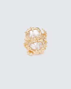 Noelis Gold Molten Pearl Ring