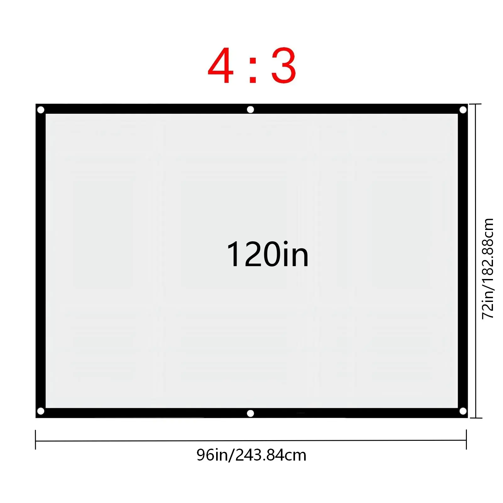 Portable Projector Screen, Lightweight Foldable 4:3 Screen with Metal Grommets & Black Border, Easy to Carry for Backyard Camping, Home Theater & Classroom Use, 4:3 Projection