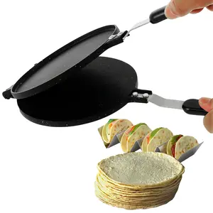 2025New Tortilla Press Pan Non-Stick Flour Tortilla Press with Bakelite Handle Heavy-Duty Aluminum Tortilla Dough Press Pan Multipurpose Tortilla Press Stove Top Pan for Kitchen Utensils Durable