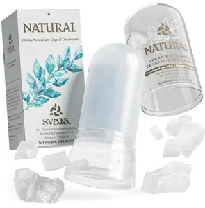 SVARA Natural Alum Crystal Deodorant Stick for Women & Men – Potassium Alum Stone for Odor Control, Smooth Non-Sticky Mineral Rock Design for Daily Freshness & Easy Application – Unscented (2.82Oz)
