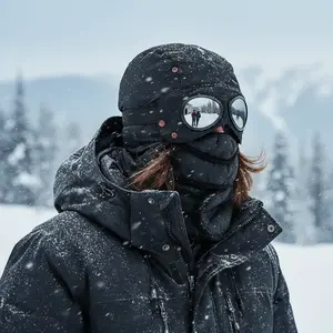 Winter Thermal Hat with Glasses FH408382 for Women Girls Cycling Windproof Ski Mask Cap Fashion Warm 100% Polyester Blue Black White Gym