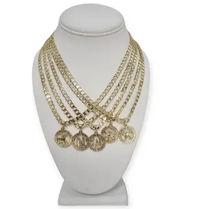 Valdiviajewery #2058 Zodiac sign necklace and pendant, 14k gold plated, high quality