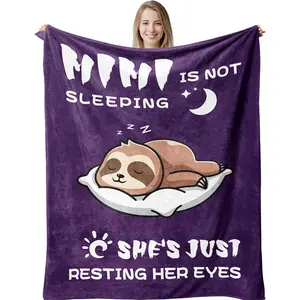 Mimi Birthday Gifts for Grandma from Grandkids, Best Mimi Ever Gifts for Women, Super Soft & Cozy Sloth Blanket 60" x 50"