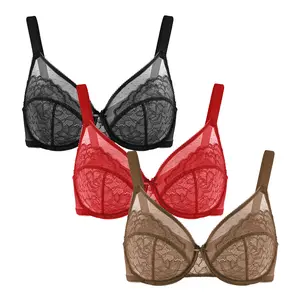 Live Exclusive 【3 Pack】 Enchante Lace Bra Set Floral Lace Underwire PLus Size Full Coverage Bra