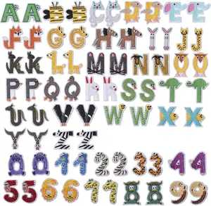 72 Pieces Animal Iron on Letters and Numbers Patches, Embroidered Sew On Patches Alphabet A-Z, Numbers 0-9 Applique for Clothes, Dress, Hat, Socks, Jeans, DIY Accessories
