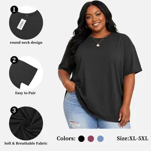 VOGARCE Plus Size Summer T Shirts – Casual Crew Neck Oversized Tee, Soft Comfy Loose Fit Tunic Tops for Women XL-5XL VPS0147